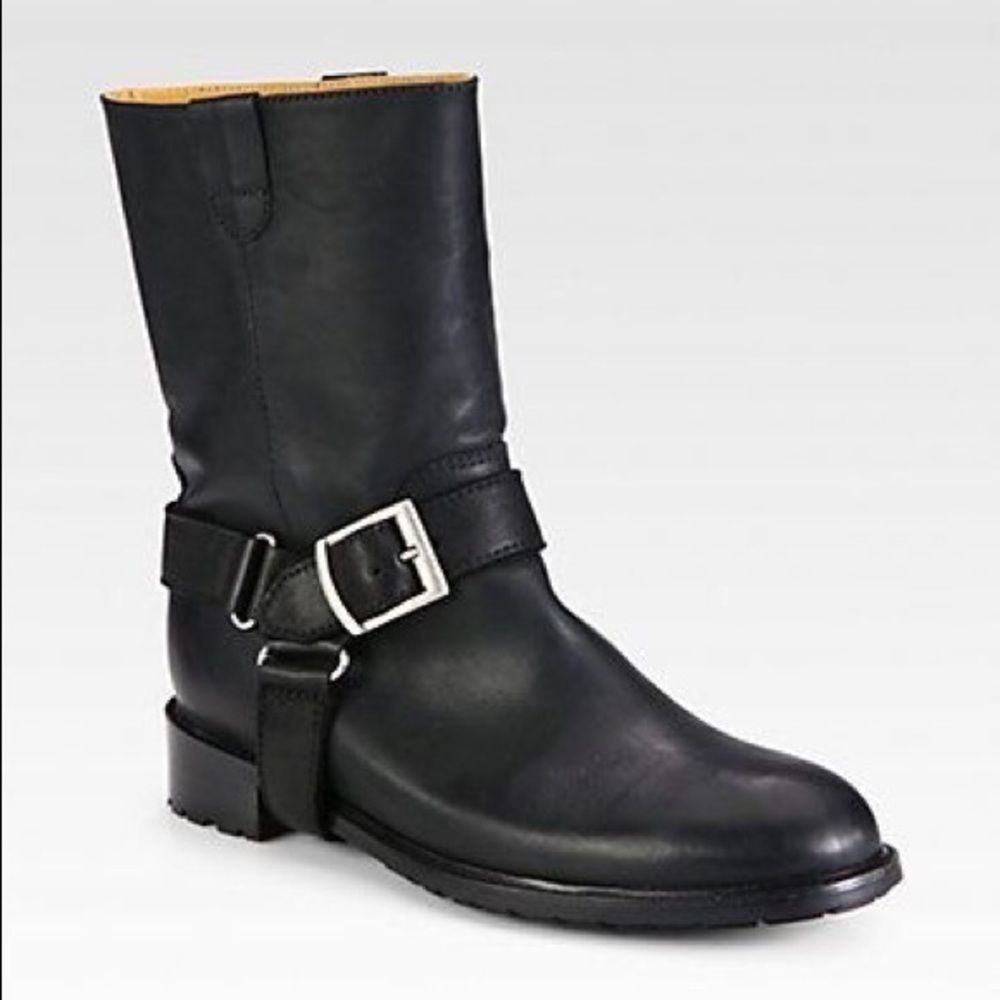Saks Fifth Avenue Black Combat & Moto Boots